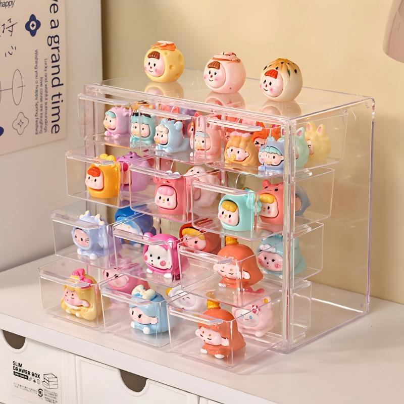 ぬいぐるみ 多機能 収納ボックス 9格/12格 透明アクリル 引き出し式