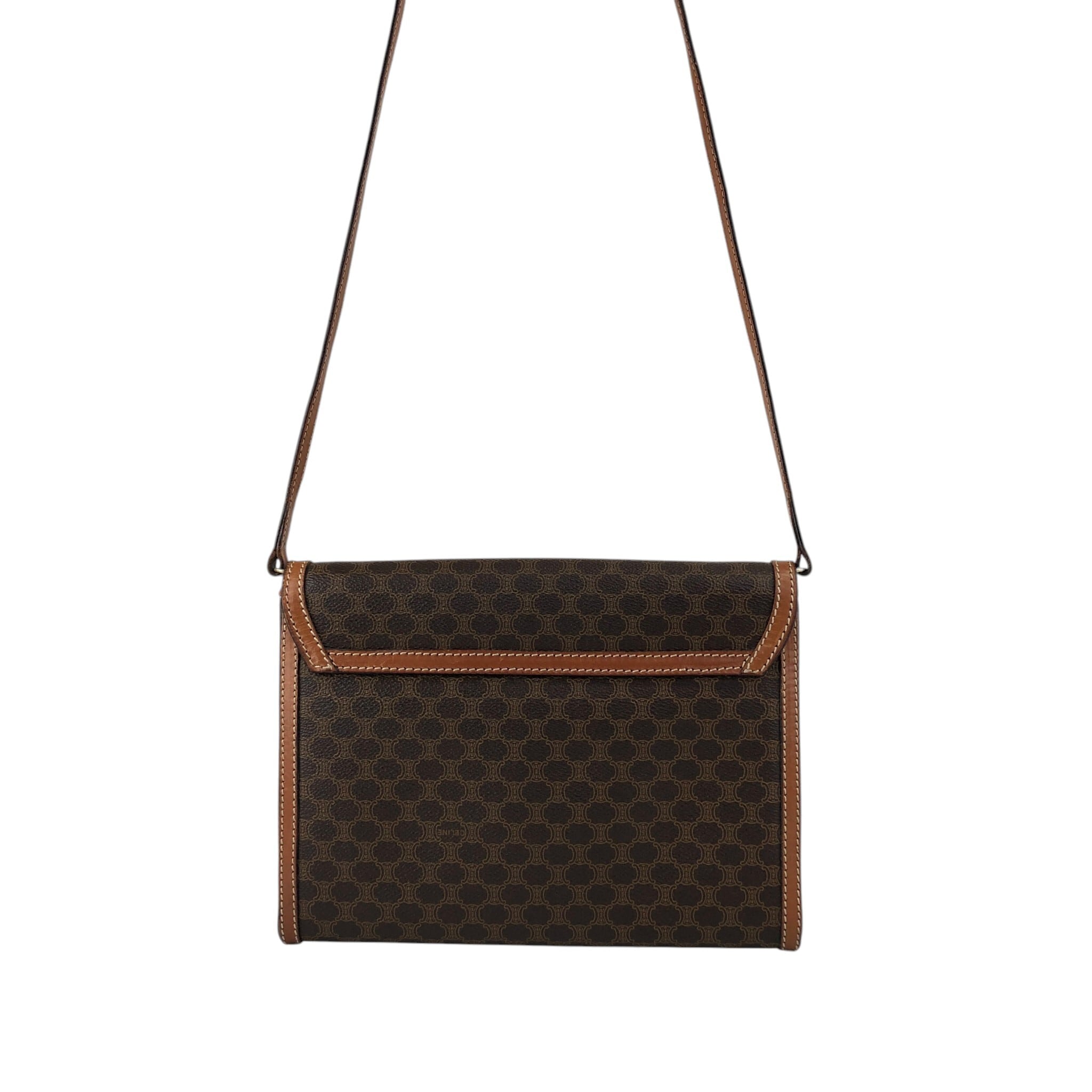 CELINE セリーヌ マカダム ショルダーバッグ ブラウン ブラゾン型押し