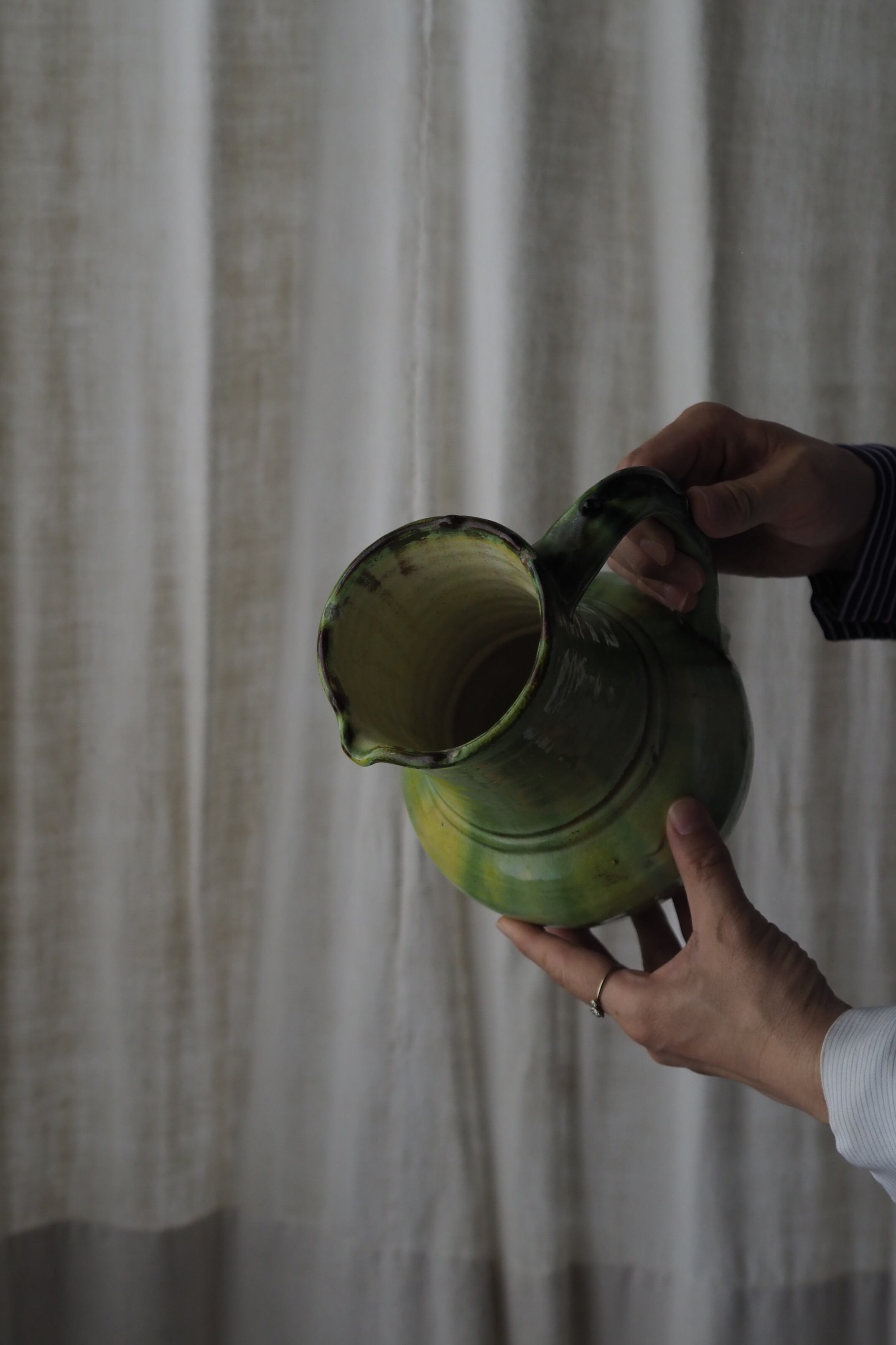 緑釉の水差し-antique pottery pitcher | アンティーク.ヴィンテージ