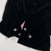 TOMMY HILFIGER トミーヒルフィガー ベロア ジャケット ストレッチ サイズ 2 /レディース ブラック系 立ち襟 裏地ストライプ