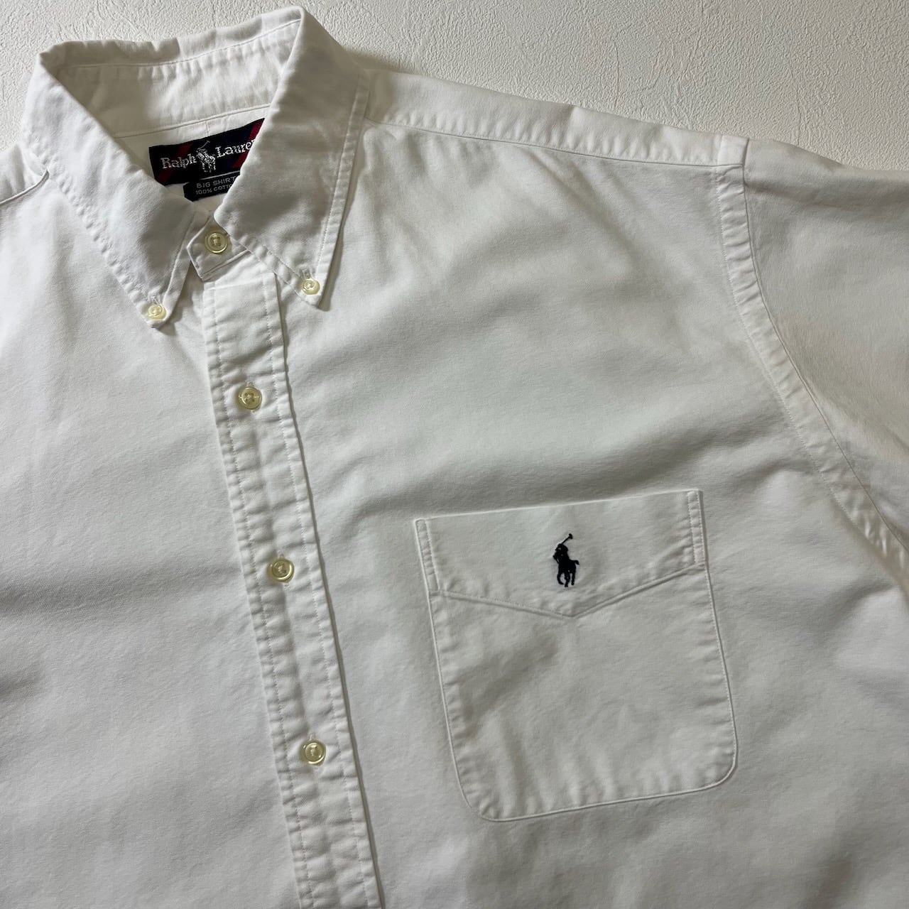 90s Ralph Lauren BIG SHIRT BD 無地 長袖シャツ ラルフローレン