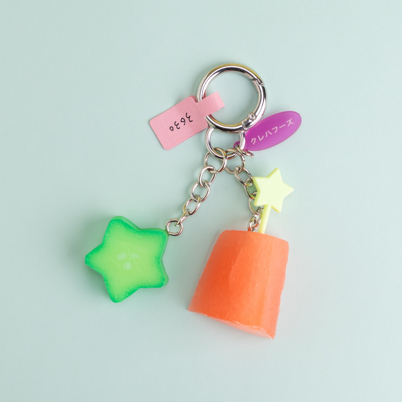 < クレハフーズ > キーホルダー - すいか+きゅうり(yellow)