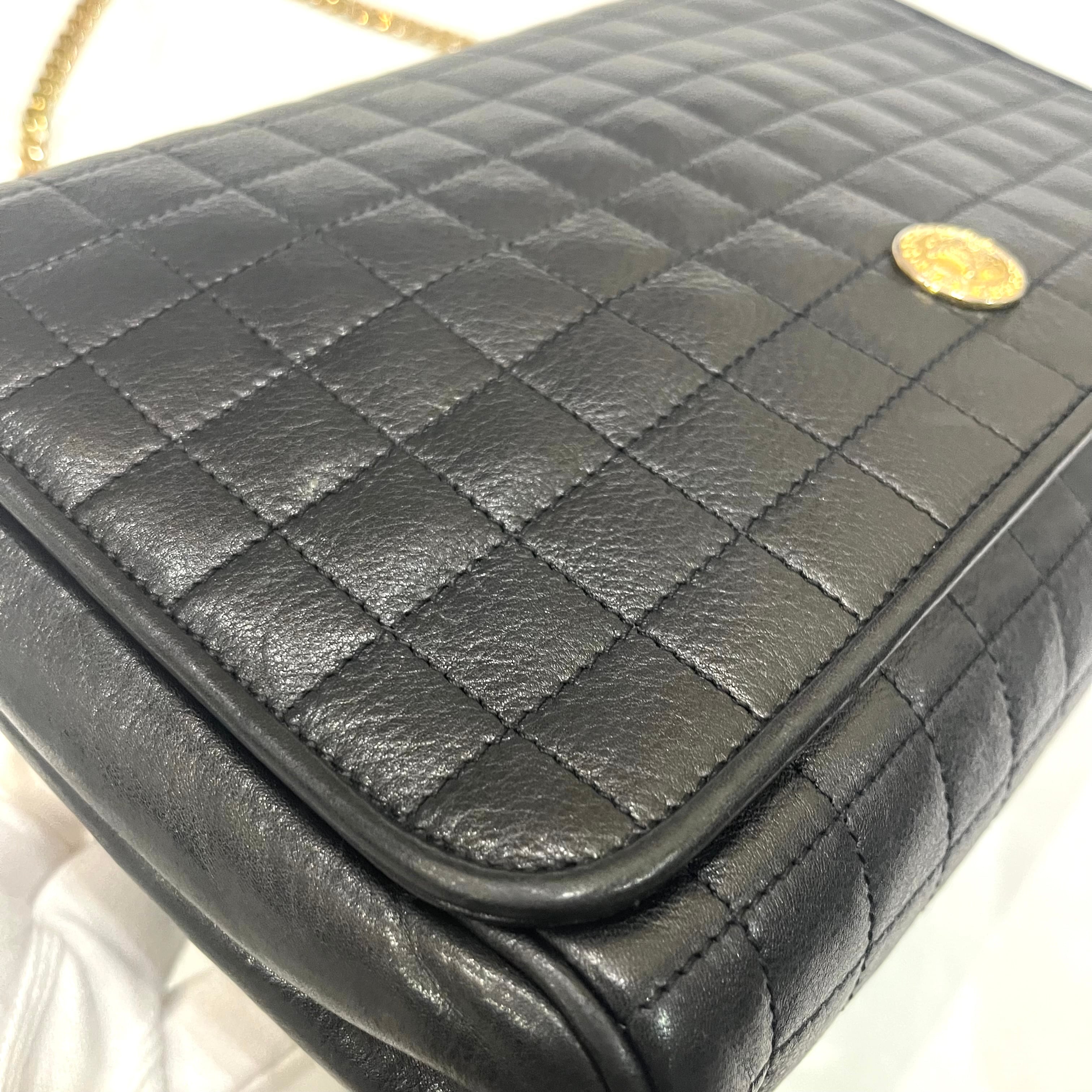 CELINE】 セリーヌ 本革レザーマトラッセ キルティング チェーン