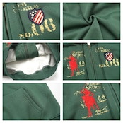 VINTAGE ストリート 裏起毛 刺繍ジップパーカー T1985