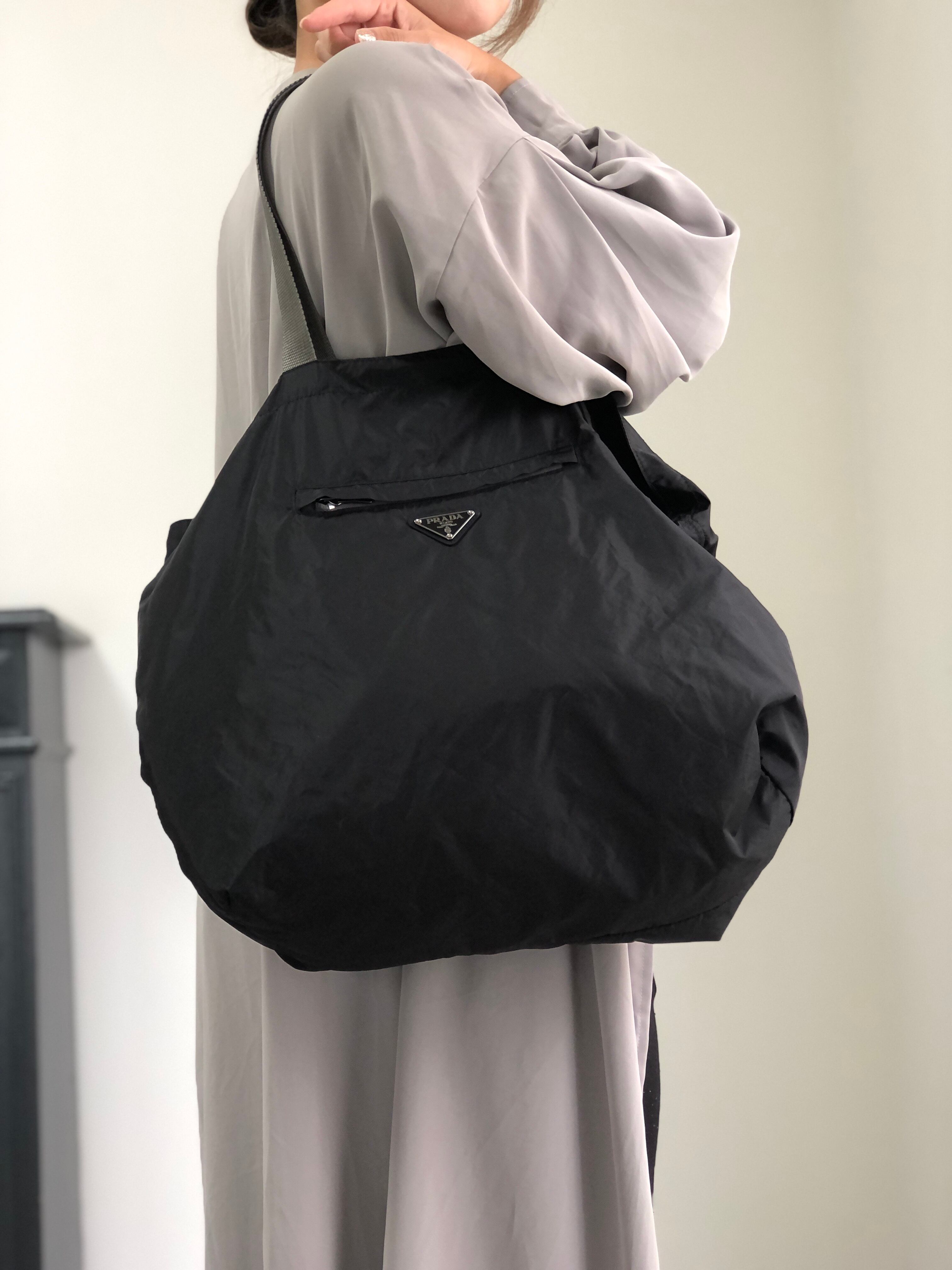 PRADA プラダ トートバッグ ブラック トライアングルロゴ ナイロン マザーバッグ vintage ヴィンテージ オールド kctbn3