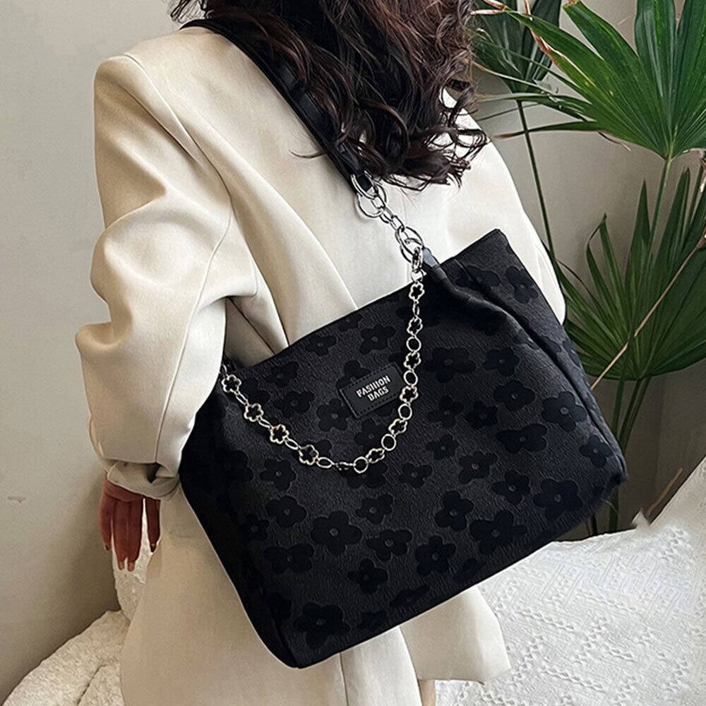 スクエア トート バッグ レディース 大容量 通勤 通学 きれいめ 大人 かわいい 花柄 おしゃれ レザー チェーン付き 大人可愛い 大人女子