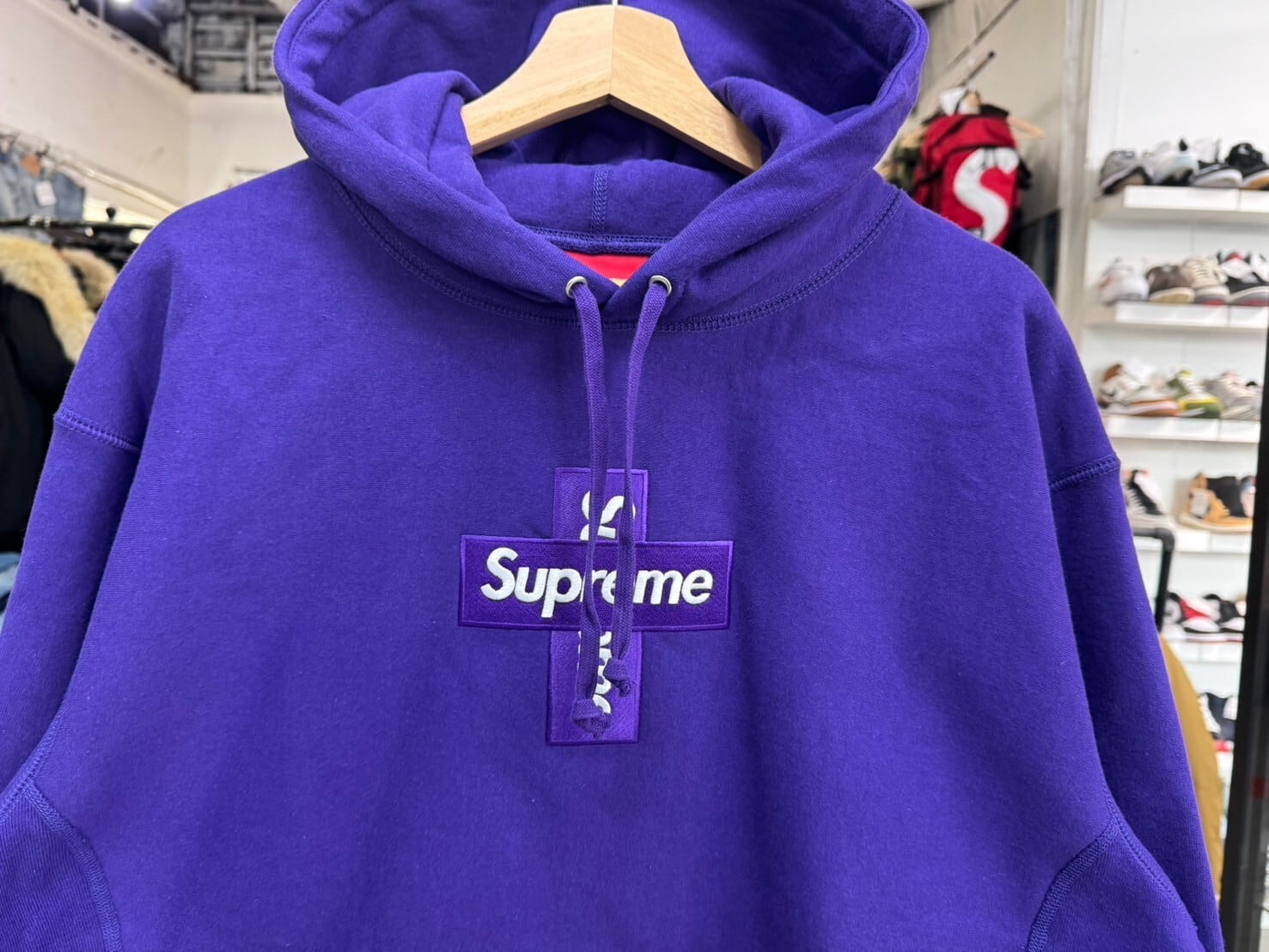 Supreme CROSS BOX LOGO HOODED SWEATSHIRT PURPLE LARGE 41143  