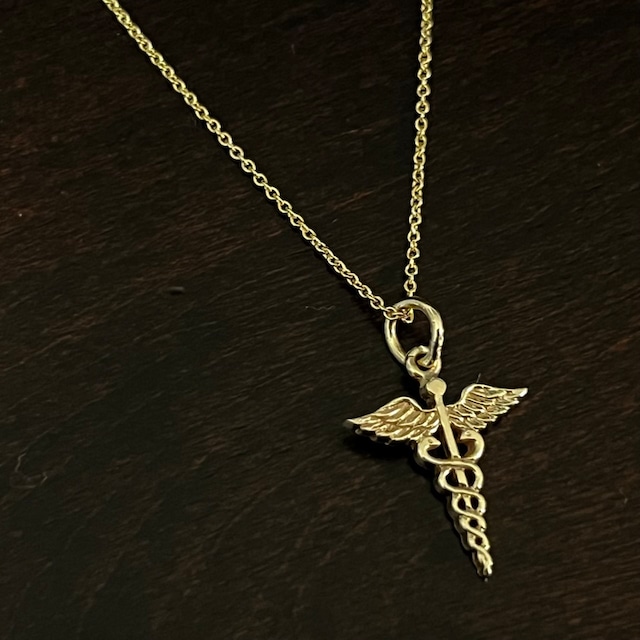 VINTAGE TIFFANY & CO. 14K Gold Caduceus Pendant Necklace | ヴィンテージ ティファニー 14K ゴールド カドゥケウス ペンダント ネックレス