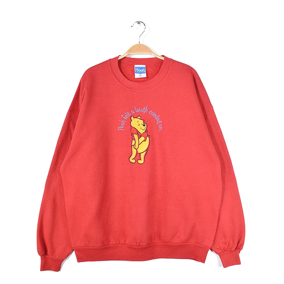 90s くまのプーさん USA製 ヴィンテージスウェット ディズニー 刺繍プリント WINNIE THE POOH メンズXL 古着 @CF0870