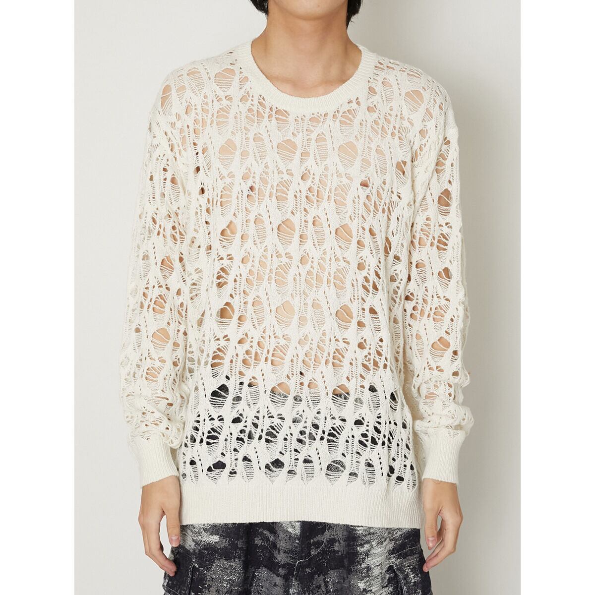 TAAKK / PERFORATED PULLOVER KNIT/2/ポリエステル/IVO/無地/TA23AW-KN048 TAAKK PERFORATED PULLOVER KNIT(WHITE) TA23AW-KN048 | IAAAM ONLINE