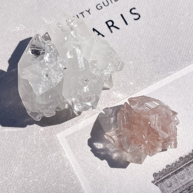 ＜セット＞ Top Quality Pink Apophyllite & Clear Apophyllite 3 ✧ ピンク&クリア アポフィライト