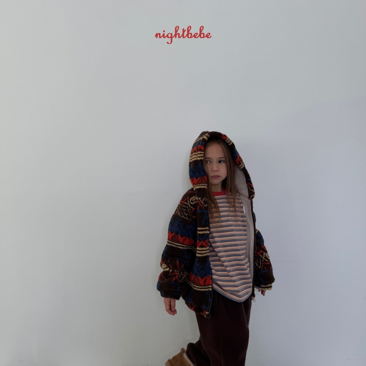 【Night bebe】ふわふわマルチボーダーT 90〜130cm レッド 2241118 - 10