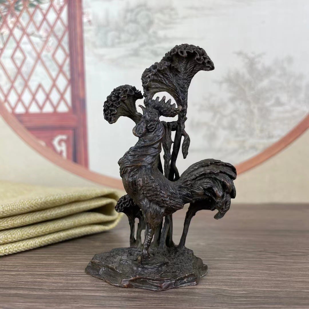 銅製、鶏の置物 時代 銅製 鶏 オブジェ 置物 送料込み250807 時代 銅製