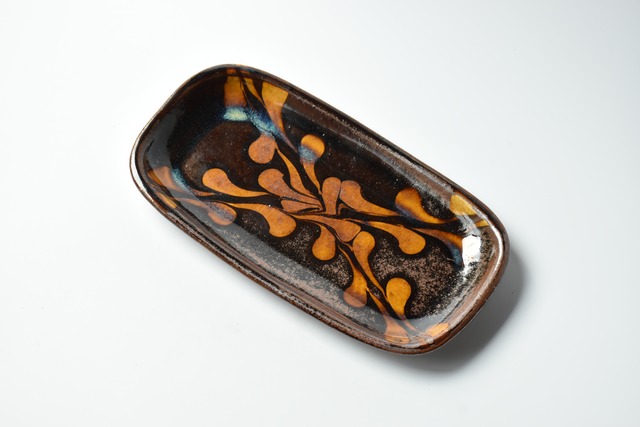 小代焼ふもと窯 / 井上尚之 : 長方皿 スリップウェア ①