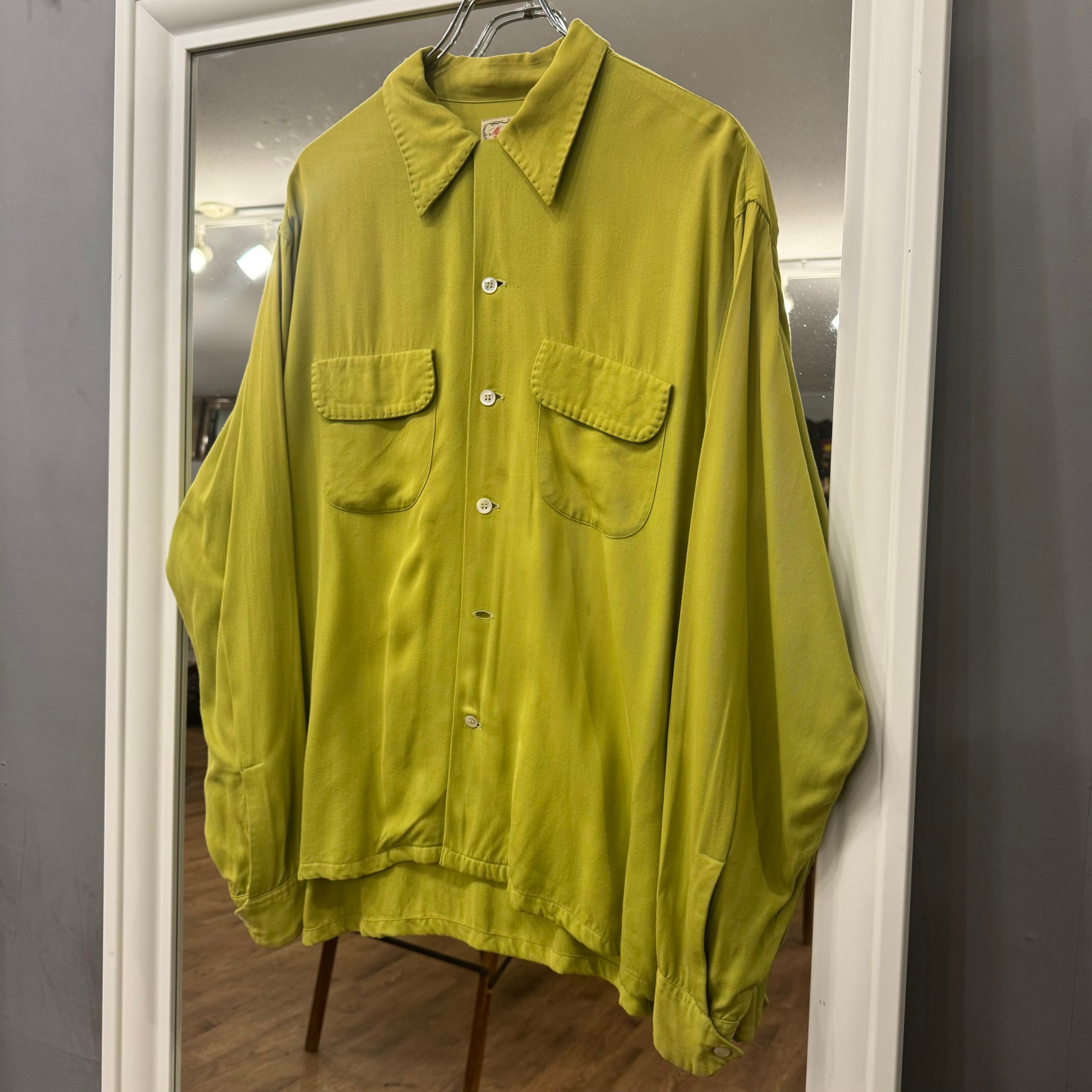希少カラー】50's~ Manhattan Rayon Gabardine Shirt “ピスタチオ