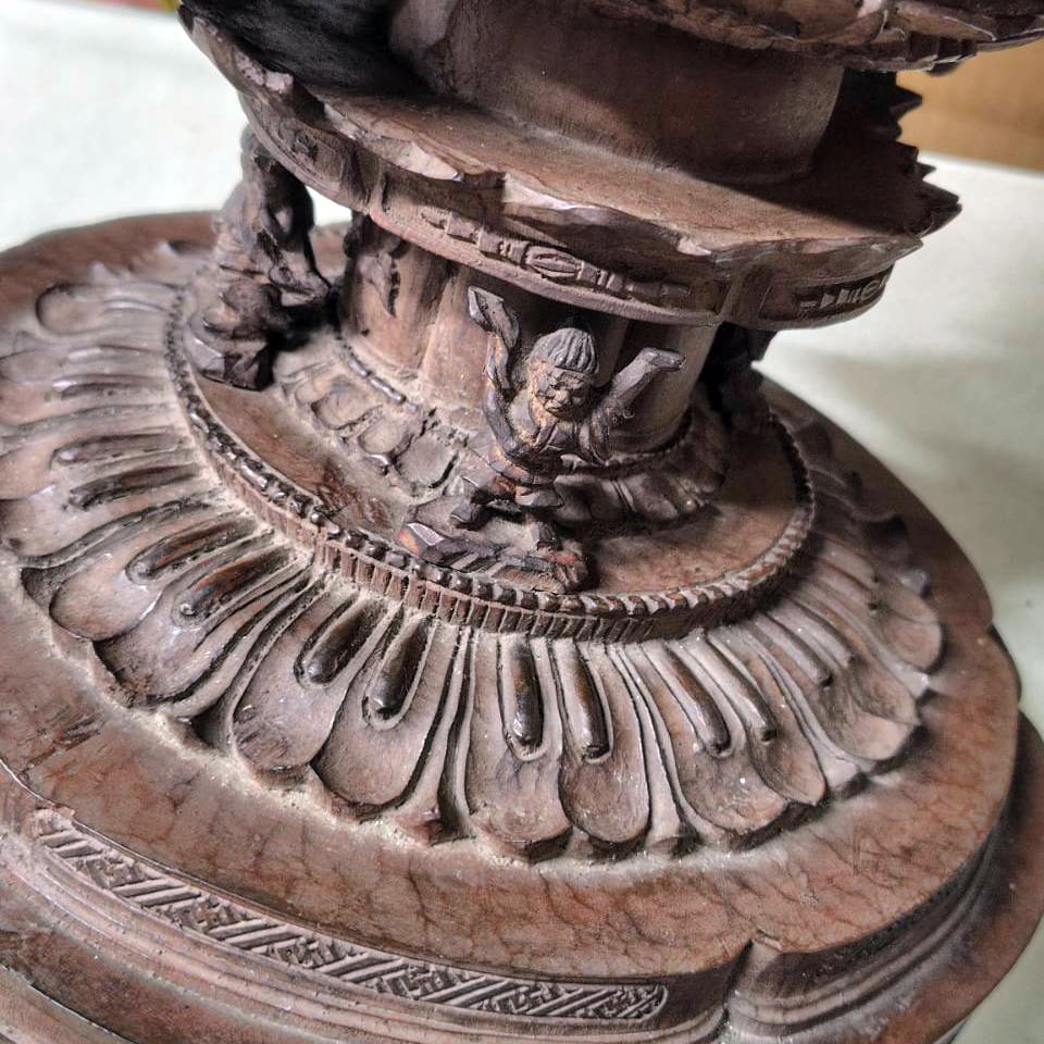 伝如意輪観音・菩薩半跏像・木彫・仏像・全長約48㎝・置物・No.250615