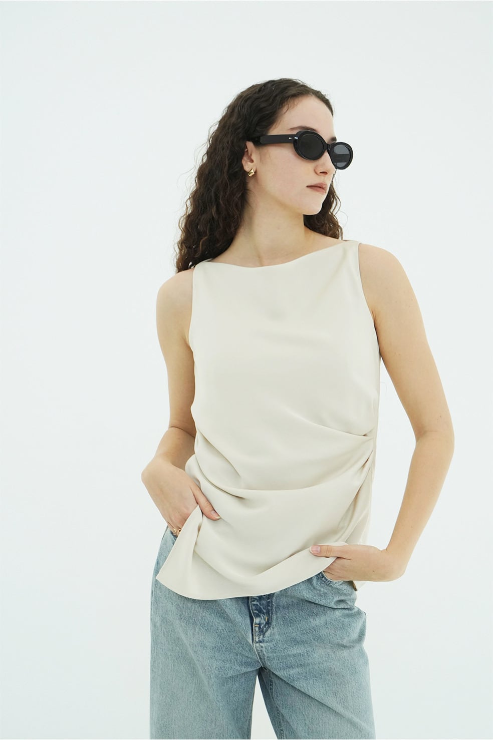 CLANE SATIN DRAPE TOPS | FLICKA ASHIYA