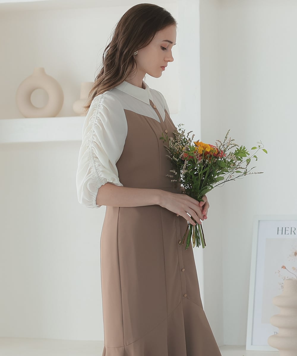 HER. バックカラードレス 長袖 ロングワンピース Her lip to 「Her to