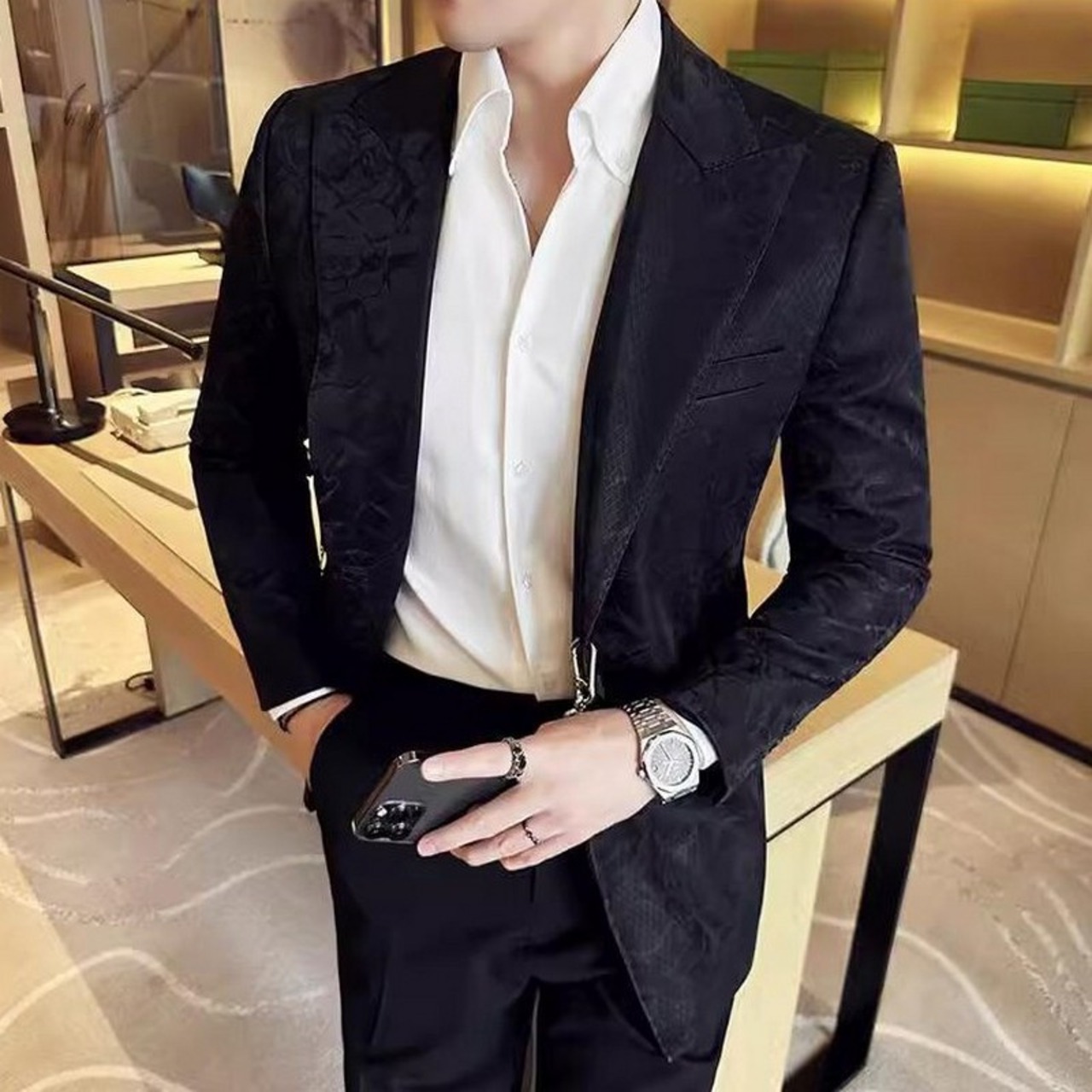 slim fit suit leather jacket 00054