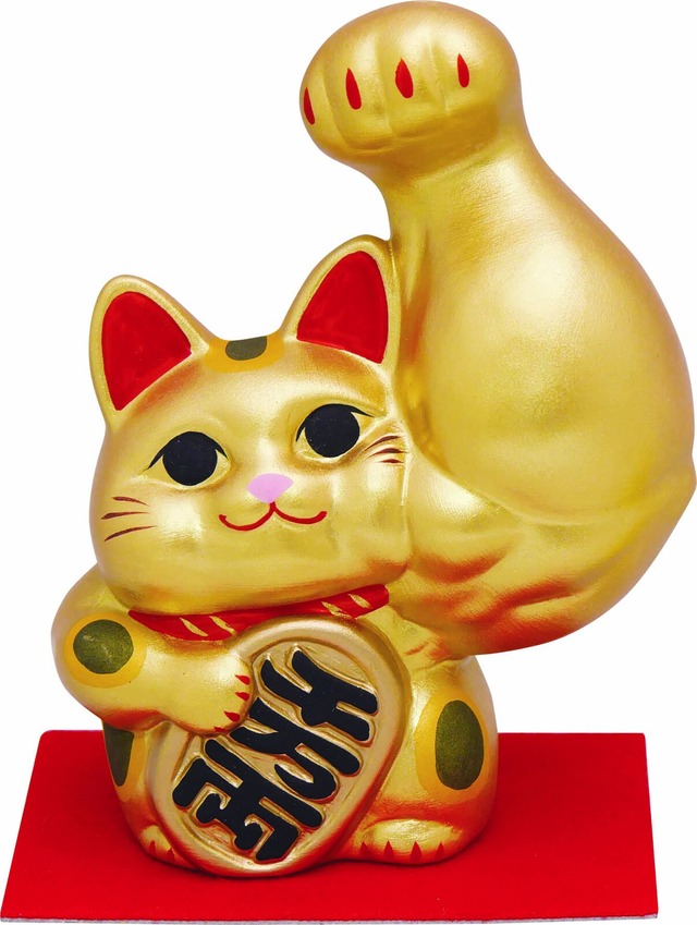 剛腕まっちょ小判招き猫（金） 右手招き
