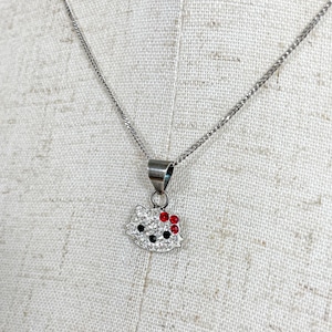 Old 925 Silver Bootleg Hello Kitty Pendant Necklace