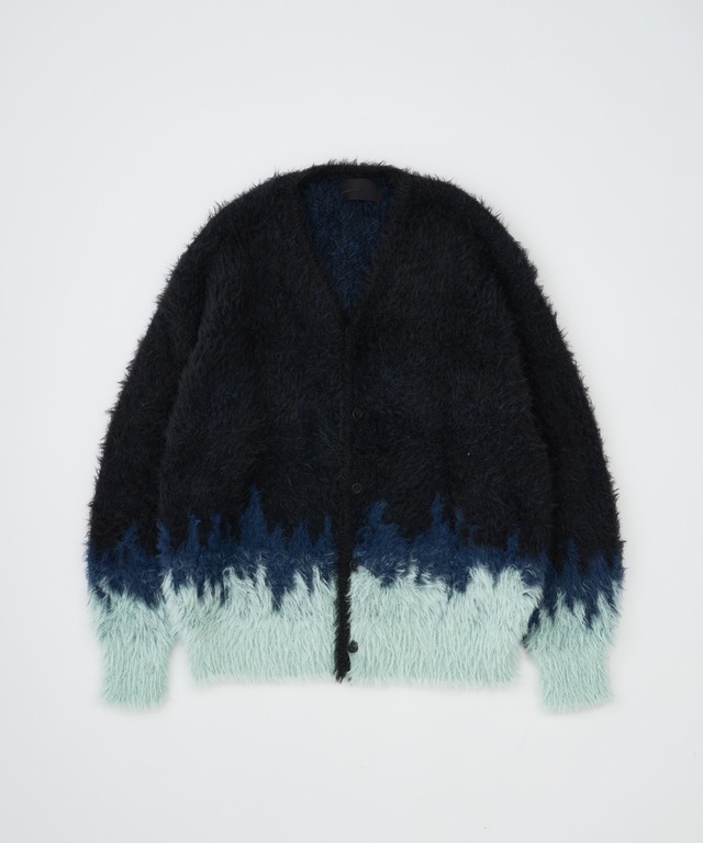 ADAM PATEK rough distortedchevron cardigan (BLK/YEL) AP2621016