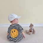 【59～90】スマイルバックプリントボーダーロンパース