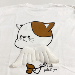 ANGEL CAT T-shirt【天使の羽】ねこTシャツ 立体羽デザイン 猫キャラT