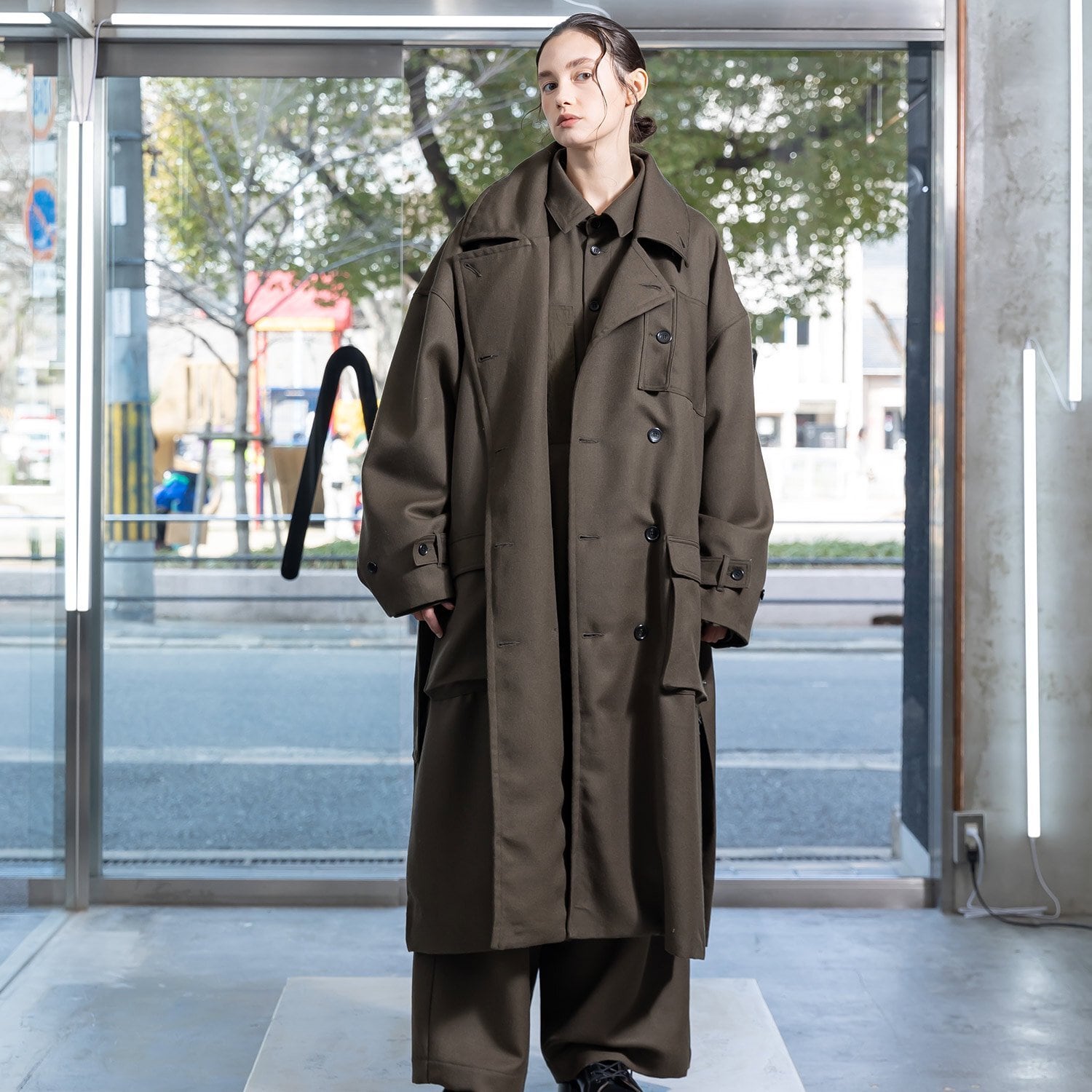 VOAAOV BISHU WOOL ONI SURGE Trench Coat (OLV) VOCO-K41 | IAAAM