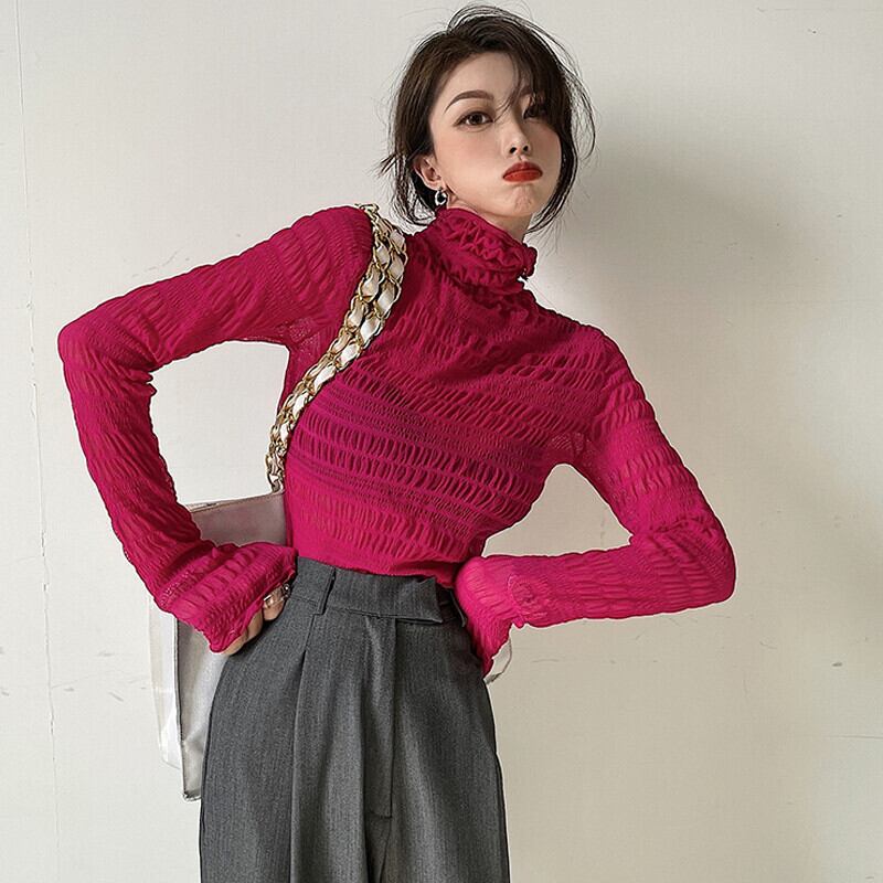 ブラウス オータムスタイルレースシャツ ロング 大人ガーリー スウィート キュート カジュアル 秋物 ピュア ガールズファッション44902423156