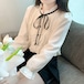 配色リボンフリルネックブラウス ・78713