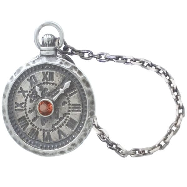 ガーネットウォッチピン　アンティーク 1月)ガーネット アンティーク ウォッチ ポケットチェーン シルバー