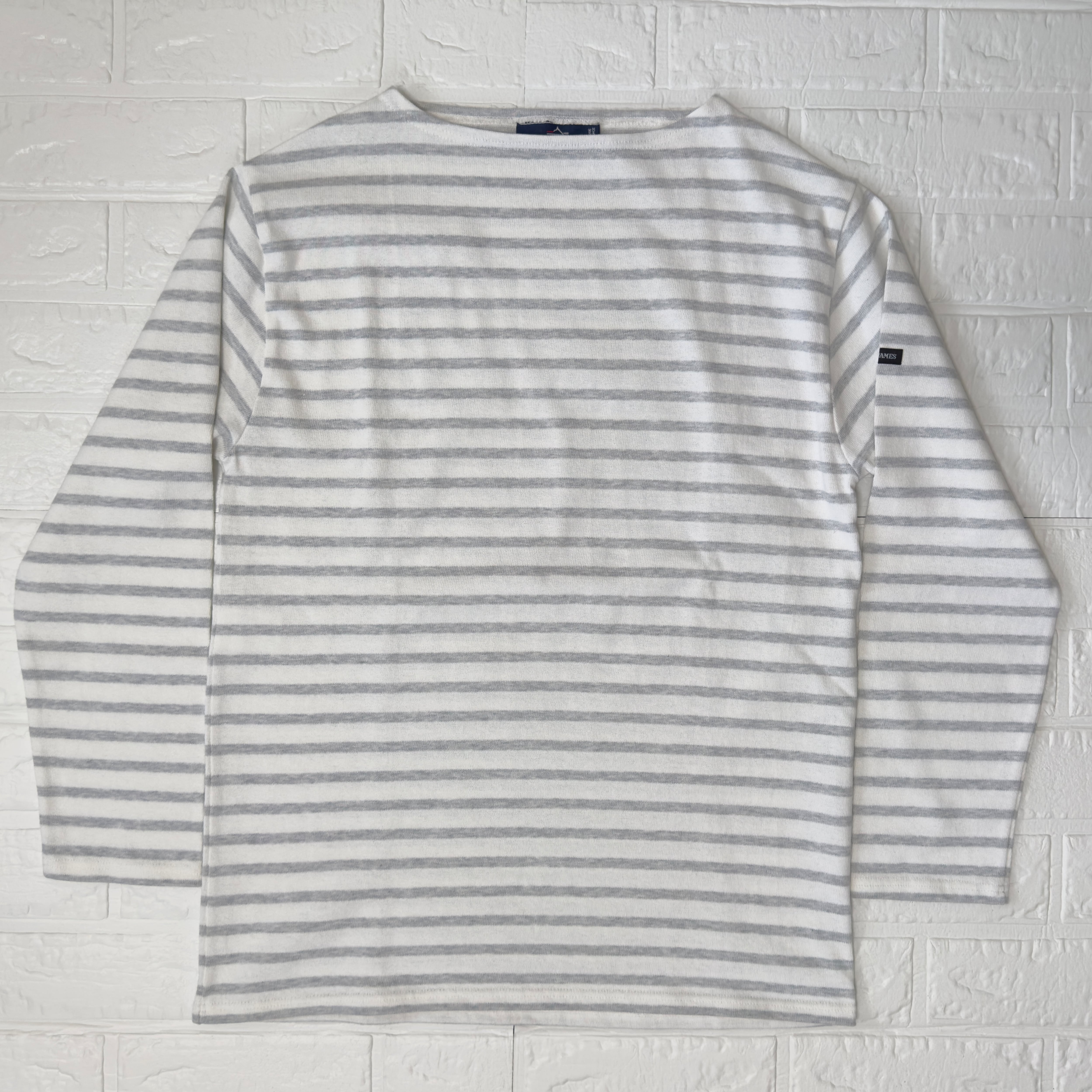 SAINT JAMES OUESSANT ボーダー バスクシャツ (ホワイト×グレー