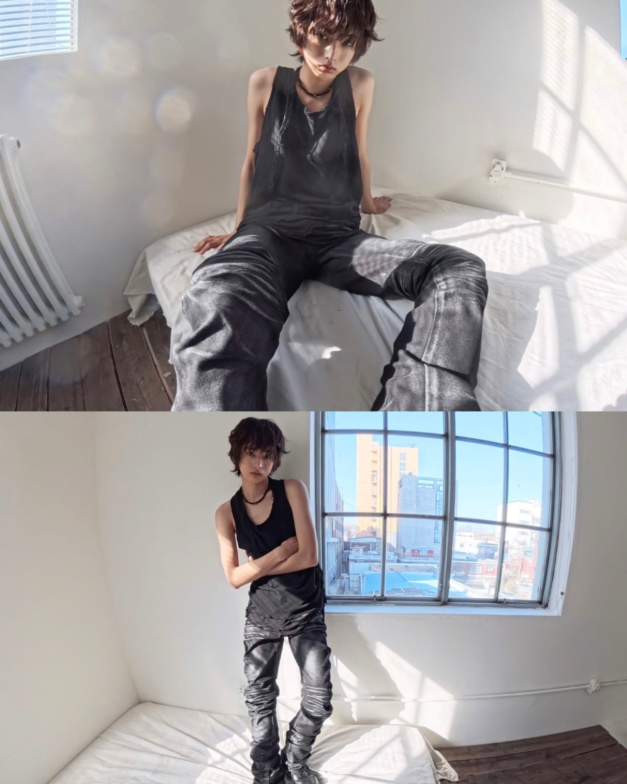 即納】RADIANT / LECYTO shadow washed curved denim pants | 韓国