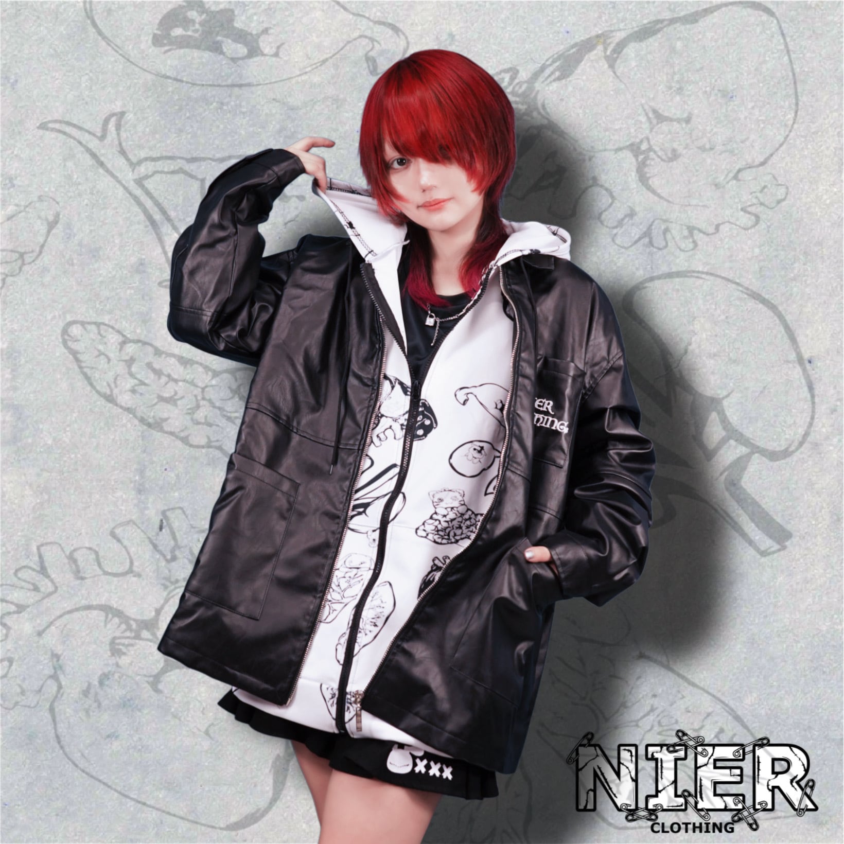 ハロウィン前プレゼント70%OFF》臓器×NieR MONOCHROME ZIP PARKA