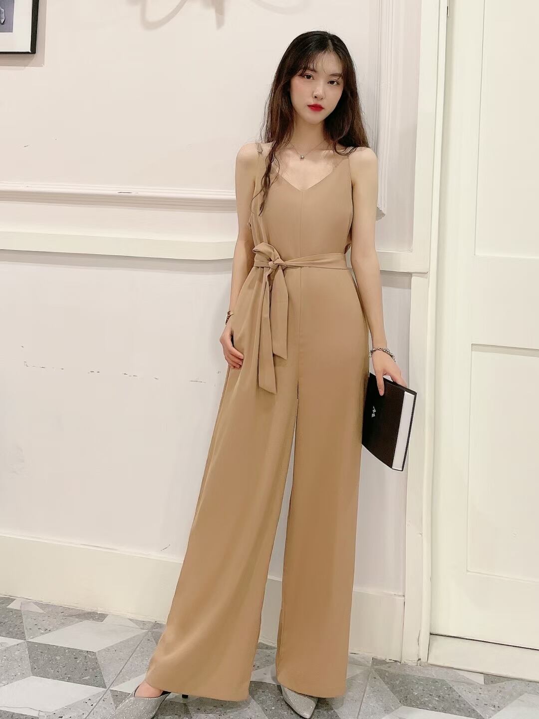 ウエストリボンつき　サロペット　AJ33287-2116