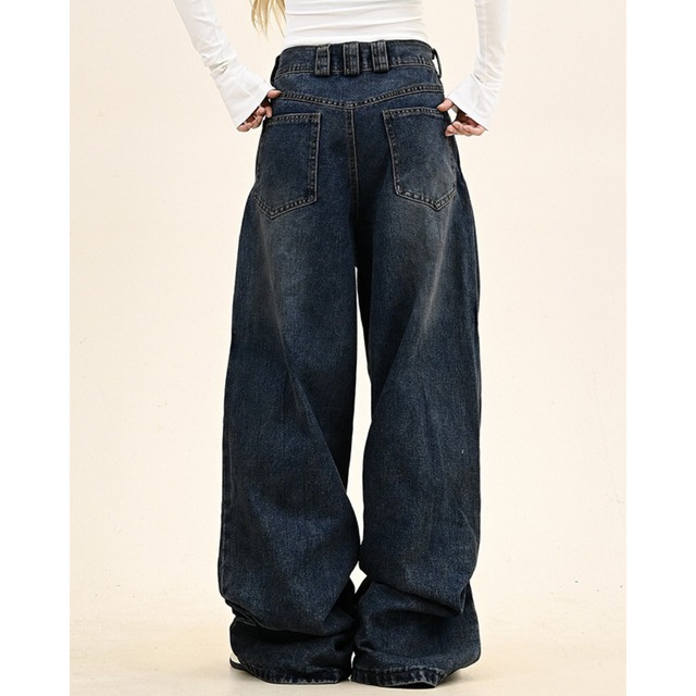 front zipper baggy denim　フロントジッパーバギーデニム　J0657