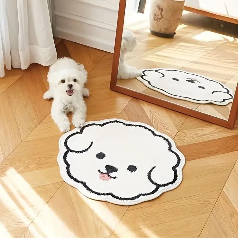 【可愛い】ヴィンテージ 犬柄 ラグマット 雑貨 インテリア　いぬ　レトロアニマル ラグ・カーペット・マット 【可愛い】ヴィンテージ 犬柄 ラグマット