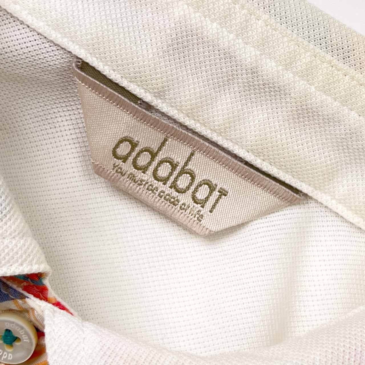 adabat アダバット ワンポイント 鹿の子 半袖 ポロシャツ 46/ホワイト メンズ ゴルフ
