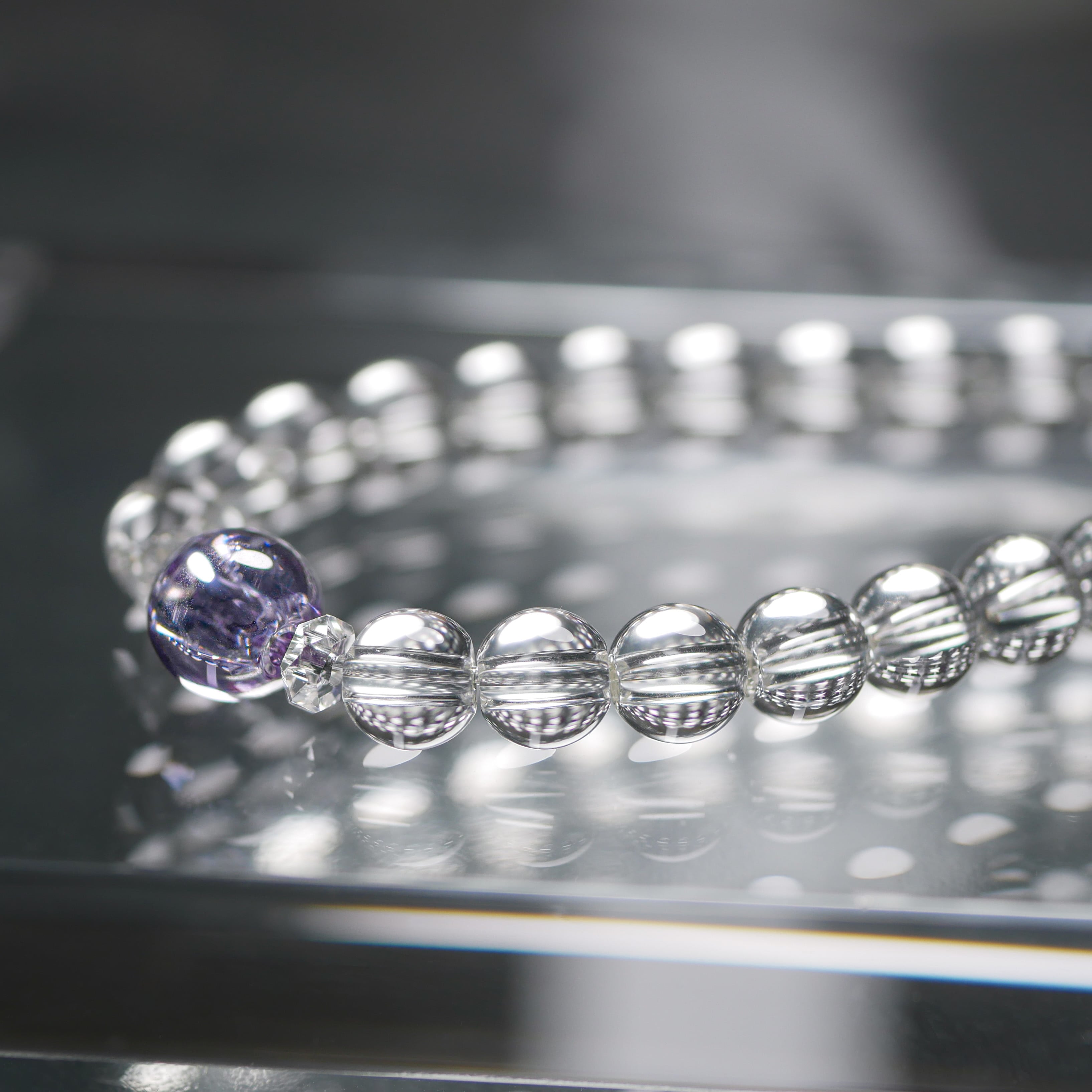 ☆Xmas SALE☆ CZ＋和水ブレスレット（薄紫 8mm） | 気のせい