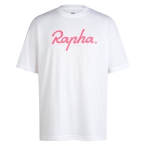 RAPHA COTTON T-SHIRT - LARGE LOGO WHITE / HIGH-VIS PINK