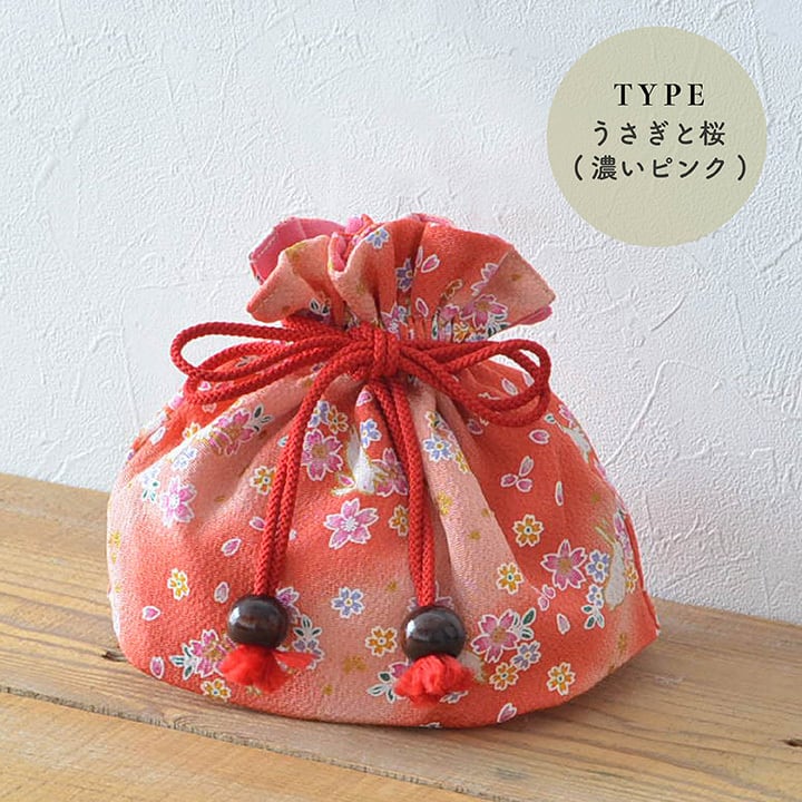 即納】七五三 巾着 ちりめん バッグ BAG 小花 うさぎ 桜 さくら柄