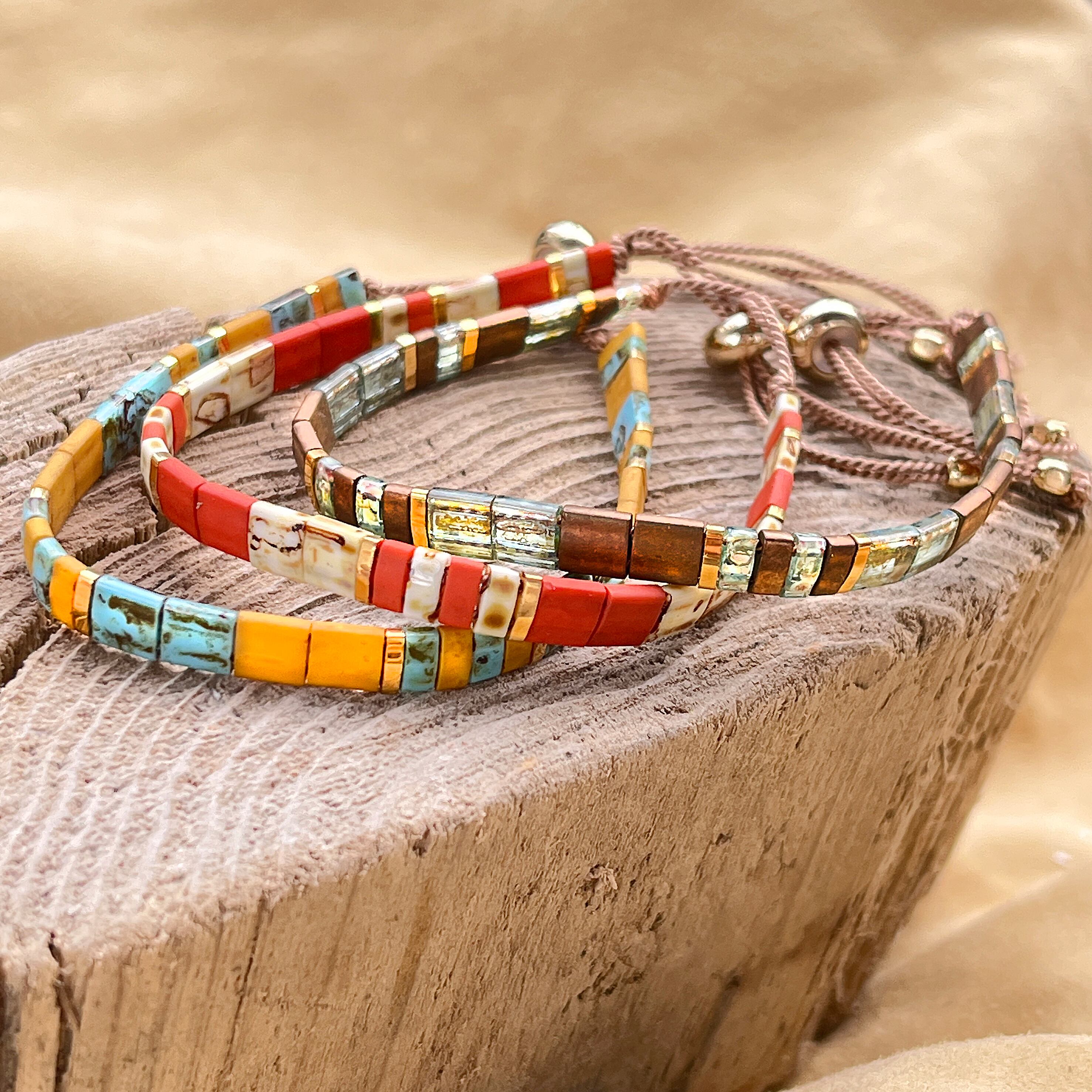 ティラビーズブレスレット CANARY ｜ラスティブルー×ブロンズ