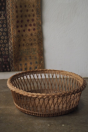 健やか、大きな丸い籠-french round basket
