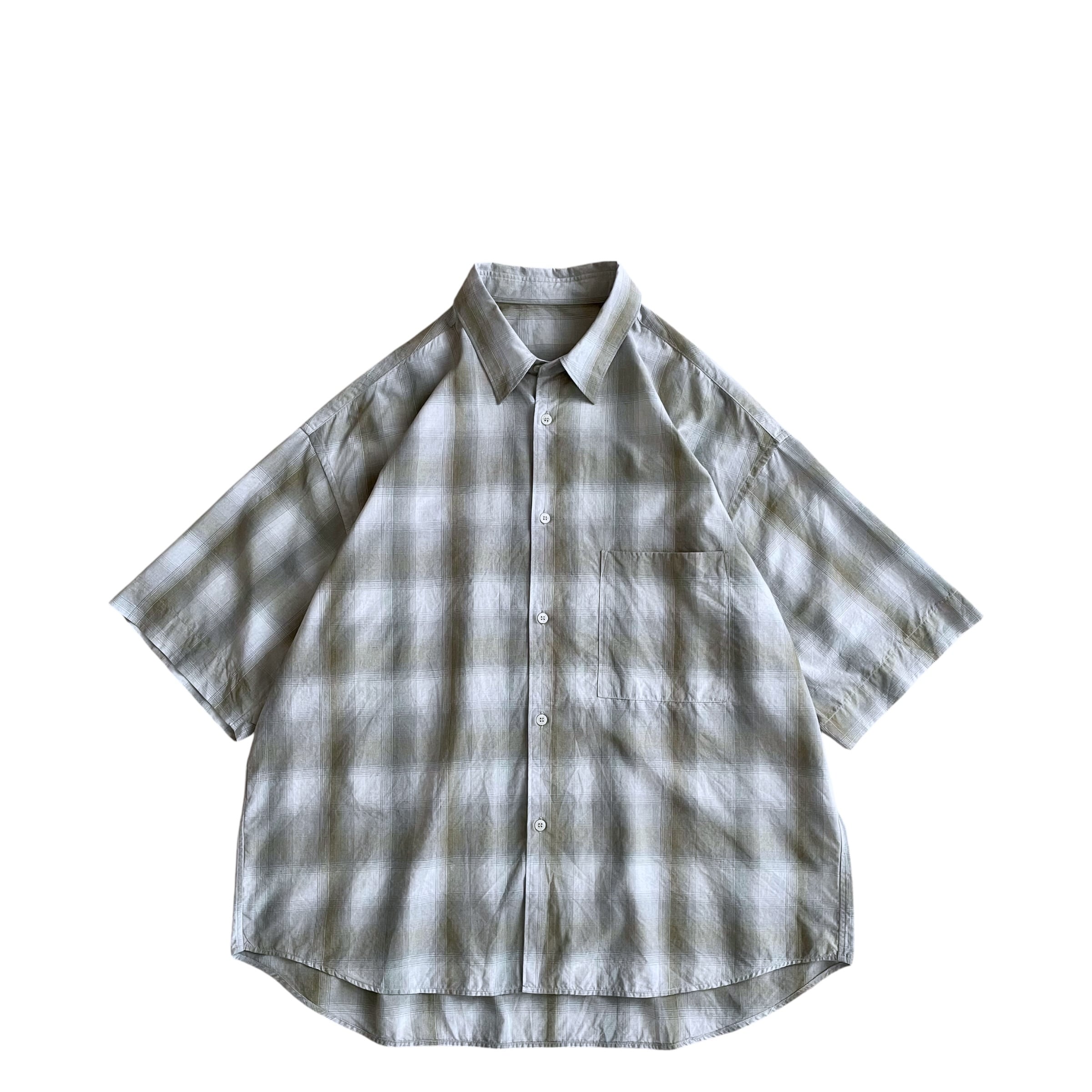 00s Old Stussy オンブレチェック 半袖シャツ ブルー L 2026年最新