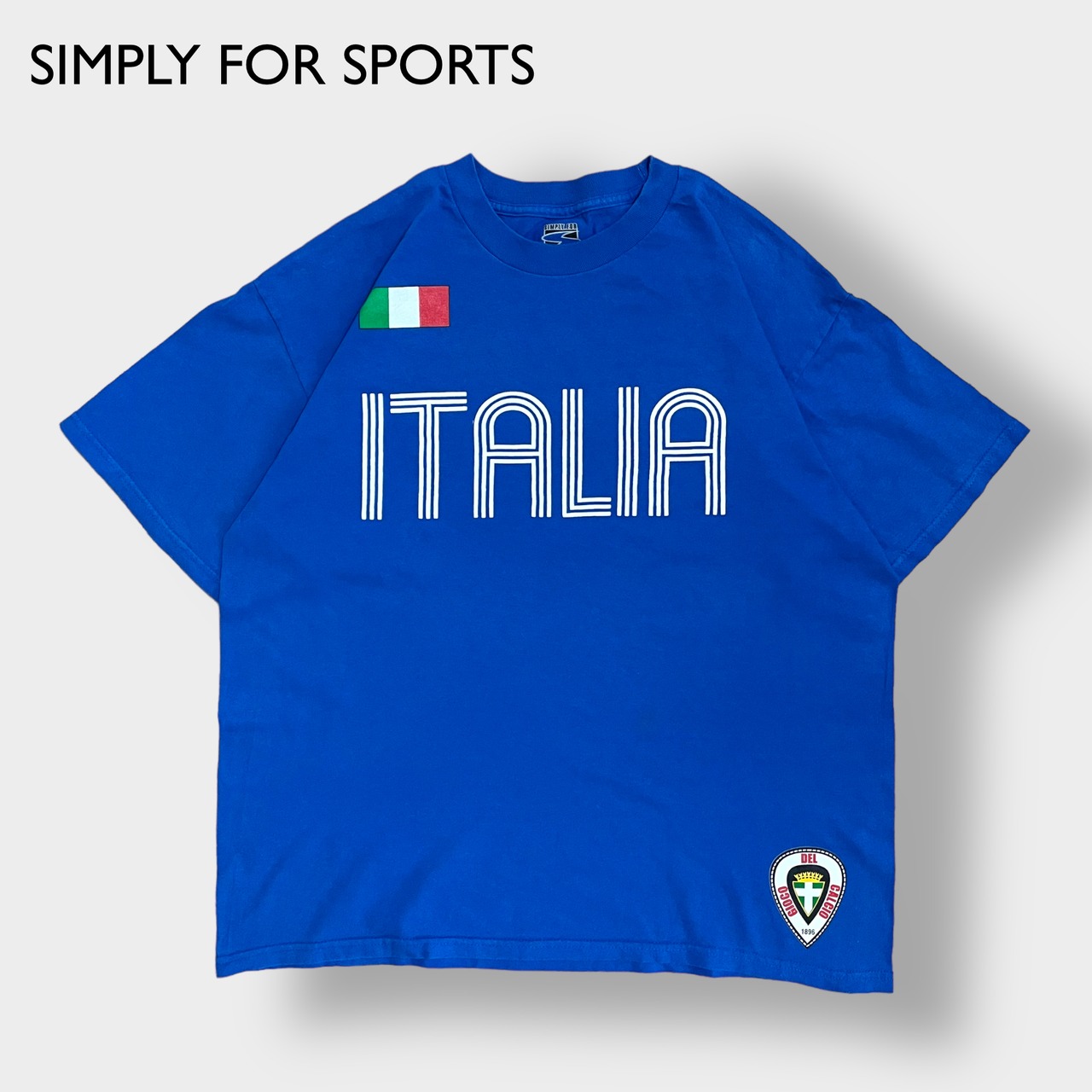 【SIMPLY FOR SPORTS】ITALIA イタリア代表 サッカー ロゴ プリント Tシャツ 国旗 L メキシコ製 半袖 夏物 us古着