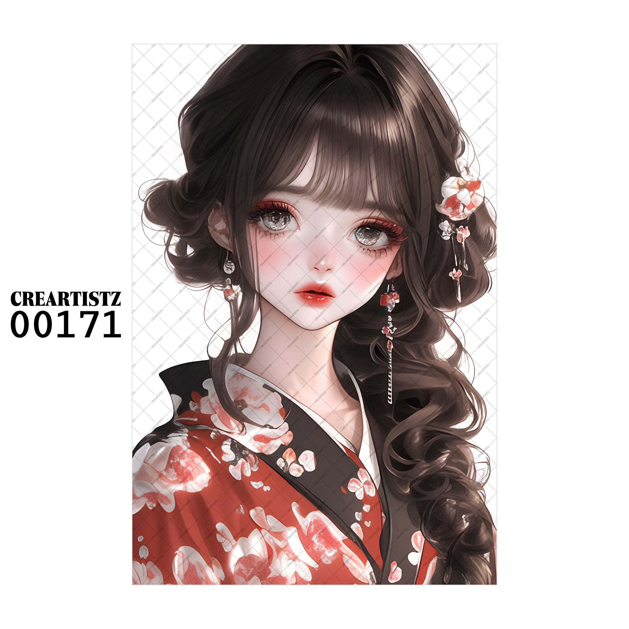 00171 ガール キュート オリジナル ペーパー/ステッカー 4枚セット CREARTISTZ