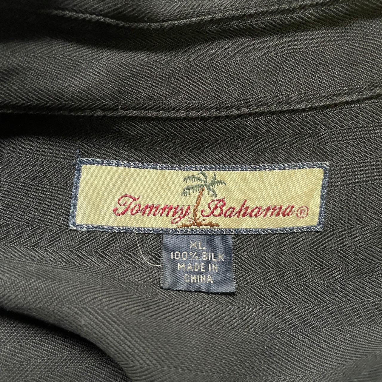 Tommy Bahama トミーバハマ 無地 ヘリンボーンツイル シルクシャツ 