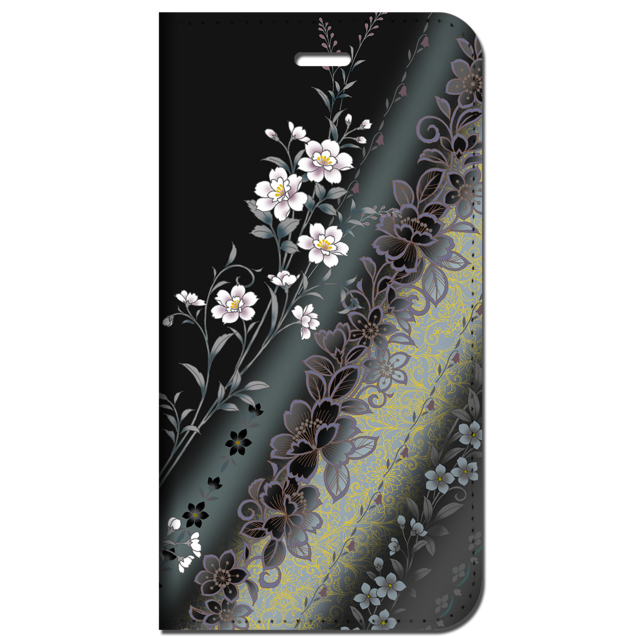 iPhone対応 スマホ 手帳型ケース 和柄 夜中白花 日本花 【iPhone17 / iPhone16 / iPhone16e / iPhoneSE 他 iPhone各機種対応】 st44