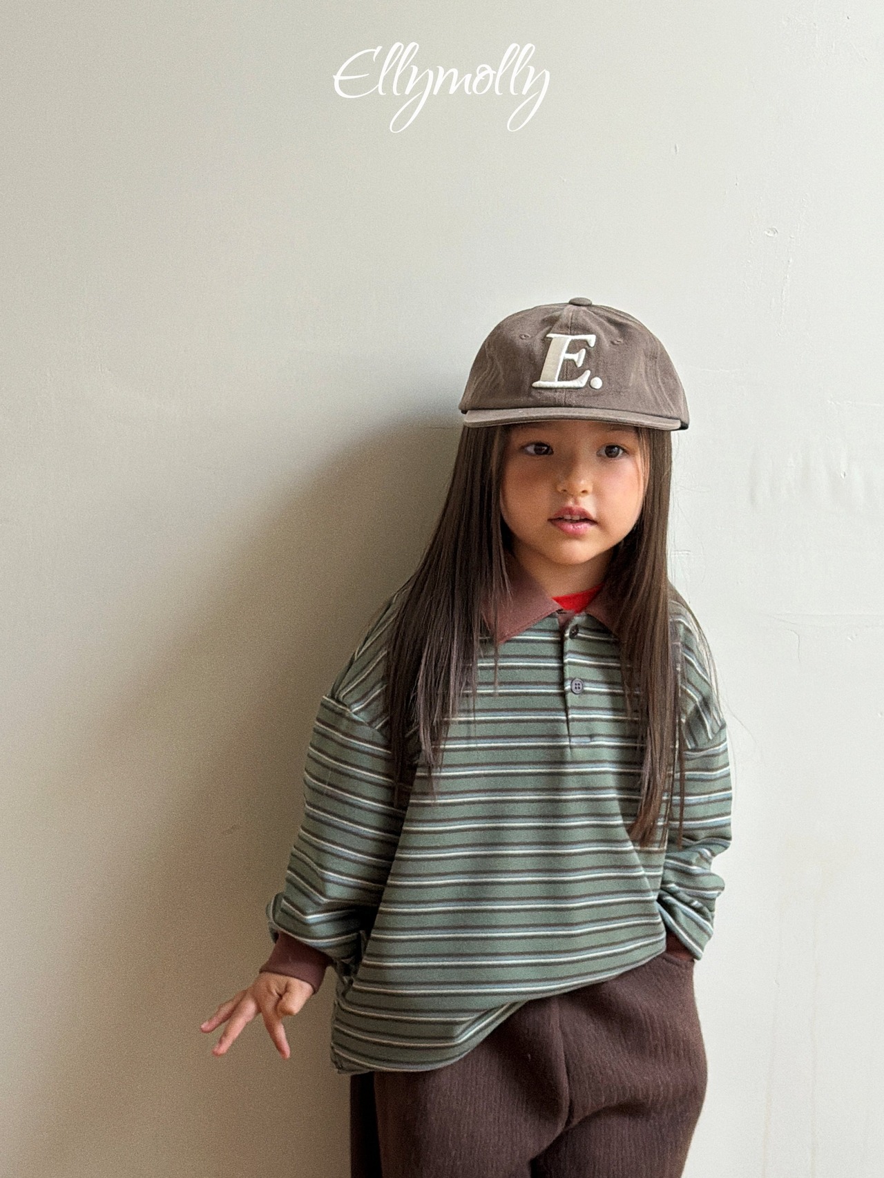 エリーモリー / ELLY MOLLY / クリックピーチ襟付きTシャツ / 韓国子供服 / ジュニア / 26winter〖取寄〗*13~19号*